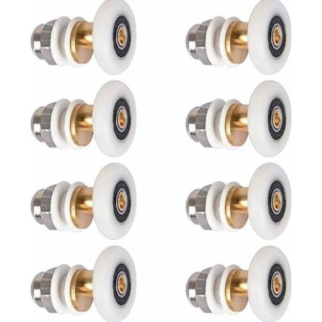 Lntyq Roulette Porte Douche, Roulettes De Porte Coulissante Cabine De Douche Porte Poulies Roue De Rechange Pour Rouleau Avec Diamètre De Roues 27mm, 8 Pièces (1/4)