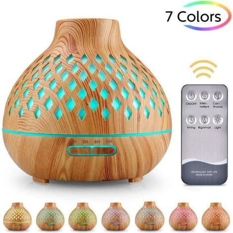 Diffuseur d'Huiles Essentielles, 400ml Humidificateur Ultrasonique avec 7 Couleurs Lumières LED pour la Maison, Yoga, Bureau, SPA