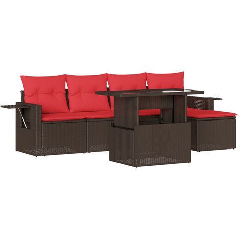 Maison Exclusive - Set Divani da Giardino 6 pz con Cuscini Marrone in Polyrattan (1/5)