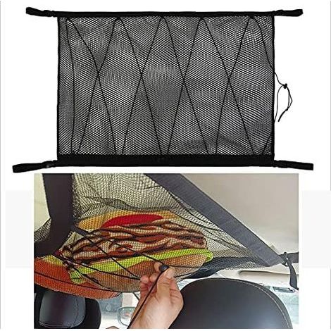 Auto-Aufbewahrungsnetz, Auto-Decken-Aufbewahrungsnetz, tragbarer Gepäckträger mit Kordelzug, geeignet für Jeep Van SUV, Schwarz (Doppelseil) (1/5)