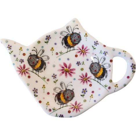Coupelle pour sachets de thé en porcelaine - Abeille- Alex Clark (1/2)