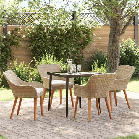 Conjunto de Comedor de Jardín 5 pcs Beige ratán sintético vidaXL (1/5)