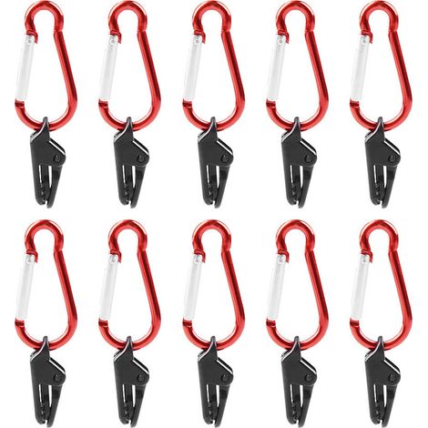 Clips de serrage pour auvent de bâche, 10 pièces, clips de tente, cintres de Camping, poignée de verrouillage serrée avec mousqueton pour jardin agricole en plein air (1/5)