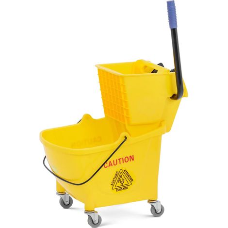 Seau essoreur professionnel à roulettes 24 litres plastique jaune (1/5)