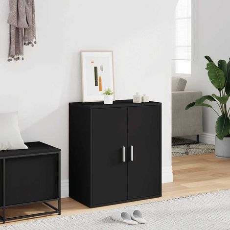 Armoire à chaussures 5 étagères avec 2 portes en bois d’ingénierie noir 60 x 35 x 70 cm - PANGIVO (1/4)