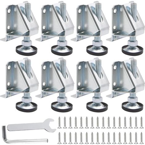 8 Pièces M10 Pieds Nivellement Meubles avec Vis et Clés, Niveleurs RéGlables Robustes avec Écrous Verrouillage, Pieds Tables Hauteur RéGlables, Niveleur Meubles pour Table, Établi, Armoires, Étagères (1/5)