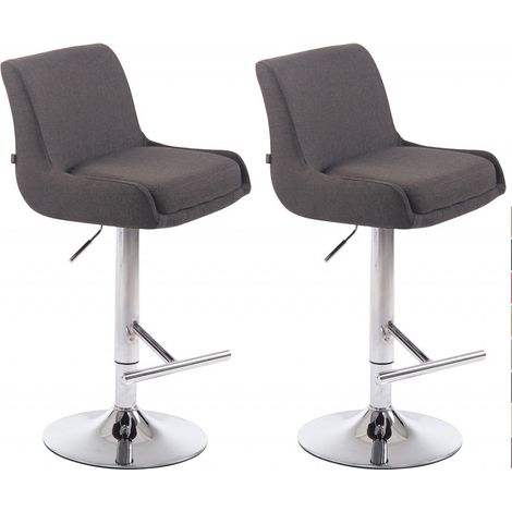2er Set Barhocker Club Stoff dunkelgrau chrom (1/5)