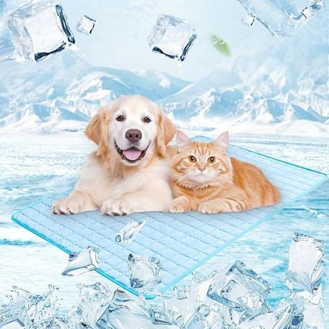 Erfrischende Hundekühlmatte, Kühlunterlage für Haustiere, wasserdicht und leicht zu reinigen, geeignet für XL Blue M Korb.