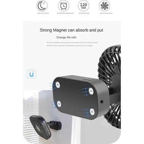 Mini-Tischventilator, USB-wiederaufladbar, mit Timer, starker Luftstrom, weiß