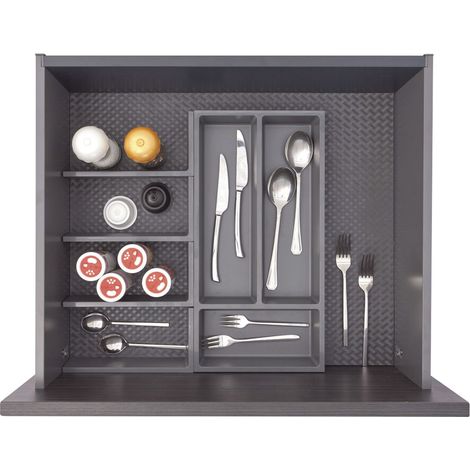 Ninka Besteckeinsatz mit Trenner Basis-Set 1.3 Tiefe 450/500mm, dunkelgrau (1/2)