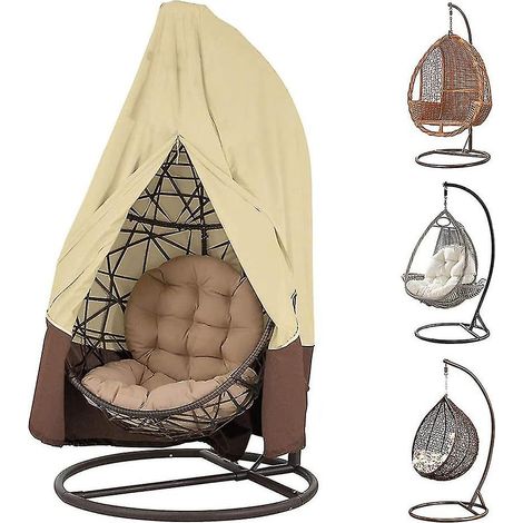 Housse beige résistante pour fauteuil suspendu en forme d'œuf, avec fermeture éclair, 115 x 190 cm (1/4)
