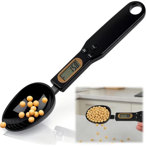 Cuillère Doseuse Gramme, Balance Cuillère Numérique 500 g (0,1 g), Cuillere Pese Aliment Électronique avec Écran LCD, 4 Unités de Mesure, Fonctions de Tare et de Poids pour Cuisine Chiens Epices