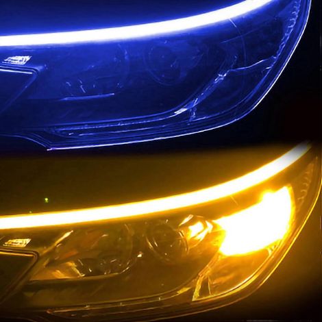 Bandeau LED de 60 cm pour phares, bicolore, avec fonction clignotante