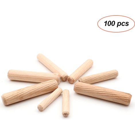 Paquete de 100 tacos de madera estriados para muebles y armarios. (1/5)