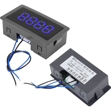 Compteur numérique LED 4 chiffres 0-9999 affichage bleu comptage/décomptage plus/moins pour panneau (1/5)