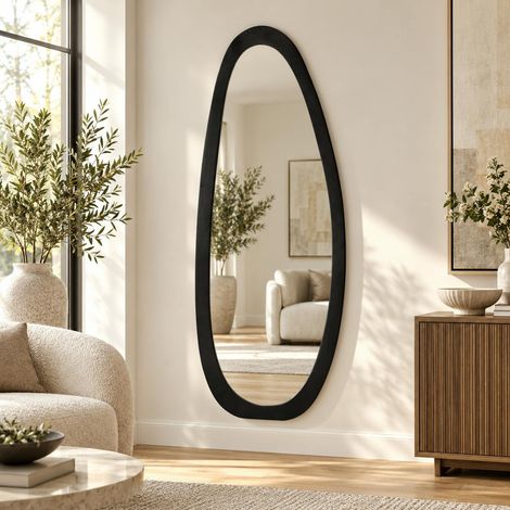 Miroir en bois noir design organique 180 cm CORTINA (1/4)