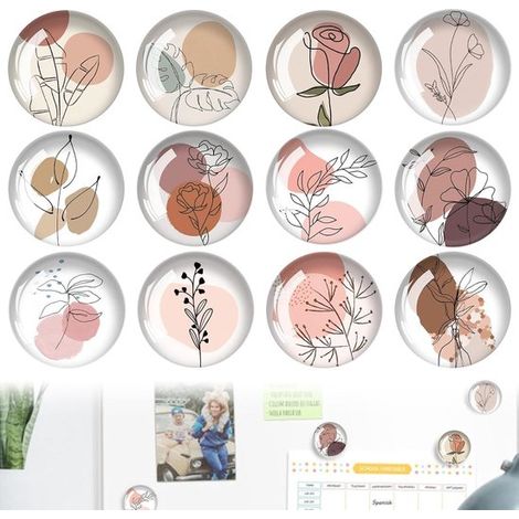 12 imanes decorativos de cristal，imanes decorativos de flores para refrigerador，imanes para refrigerador，tablero magnético para refrigerador (1/5)