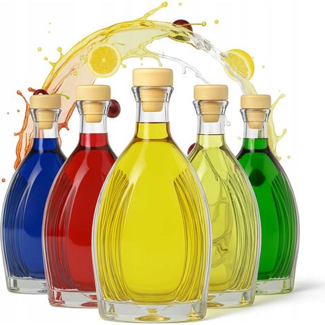 Lot de 5 bouteilles en verre ASTERIA de 500 ml avec bouchons en liège pour liqueurs, vins, moonshine et autres boissons alcoolisées. (1/5)