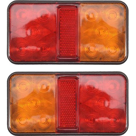 Lot de 2 feux arrière étanches 12V 10 LED pour camion, remorque, voiture, clignotant, feu stop, feu arrière pour bateau, camping-car, indicateur (1/5)