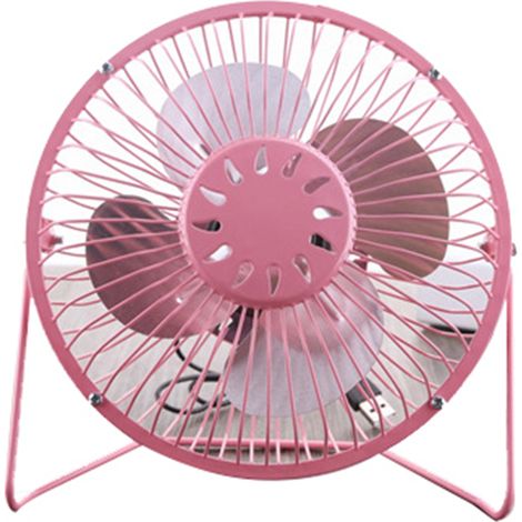 Ventilateur de bureau USB 4 pouces, circulateur d'air métallique rose pour espace personnel (1/5)