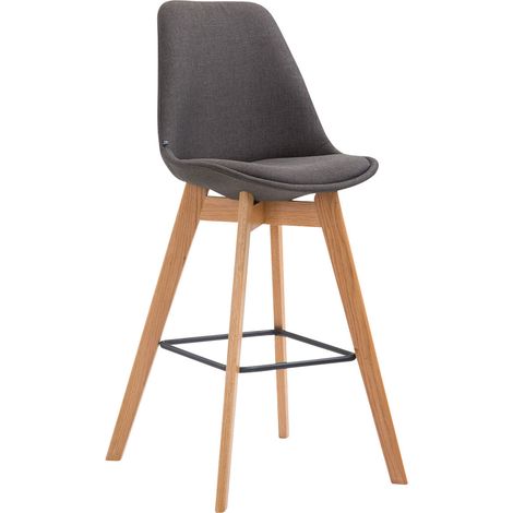 Taburete de bar x1 estilo escandinavo con asiento de tela gris oscuro y estructura de madera natural 100005717 (1/5)