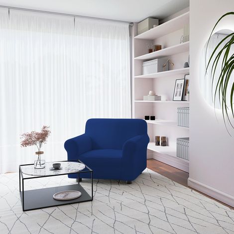 Bi élastique Housse de canapé, Bleu électrique, 1 PLACE (1/5)