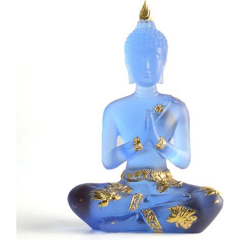 Bouddha assis transparent miniature, statuette résine décoration zen, ornement de bureau porte-bonheur. (1/5)