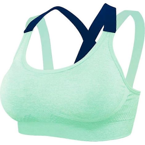 Soutien-gorge de sport sans armatures, idéal pour le yoga et le fitness. Débardeur sans manches, style camisole tendance (L, vert clair).-L-Green (1/3)