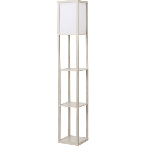 Lampadaire étagère 26L x 26l x 160H cm 3 étagères 4 Niveaux MDF Gris clair (1/5)