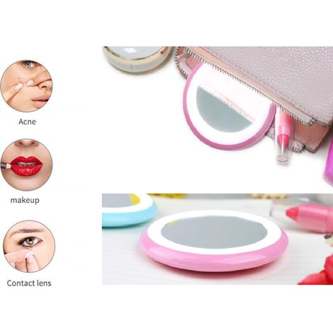 SPECCHIETTO PORTATILE ILLUMINATO CON LUCE LED CAVO USB MAKE UP
