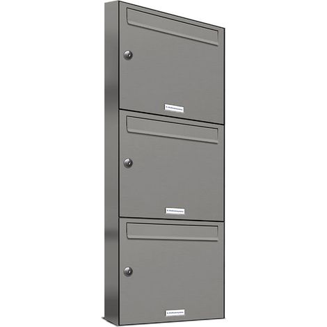 3er Premium Briefkasten RAL Farbe 9007 für Außen Wand Postkasten 1x3 S (1/5)