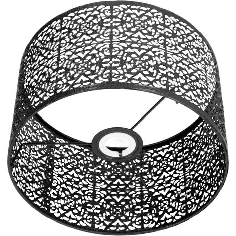 Abat-jour ajouré en métal, culot E27/E14, usage universel, bonne dissipation de la chaleur, finition élégante, noir. (1/5)