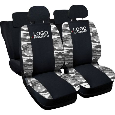 Lupex shop - Coprisedili Auto Compatibili per Yaris, Made In Italy, anteriori e posteriori con copri poggiatesta incluso, tessuto poliestere, Nero - Mimetico Classico
