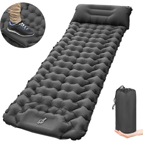 Beyamis Matelas de camping gonflable ultraléger avec oreiller intégré et pompe intégrée, imperméable, idéal pour la randonnée, le camping et les voyages. (1/5)