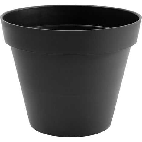 EDA – Pot de fleur rond Toscane Ø 48 cm – Hauteur 40 cm – Polypropylène gris anthracite – Résistant aux chocs – Usage intérieur et extérieur