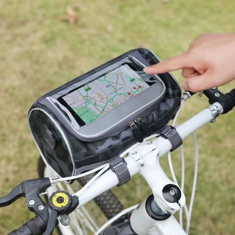Sacoche de guidon/culotte étanche pour VTT, porte-bagages pour smartphones à écran tactile, sac de cyclisme multifonctionnel (1/4)