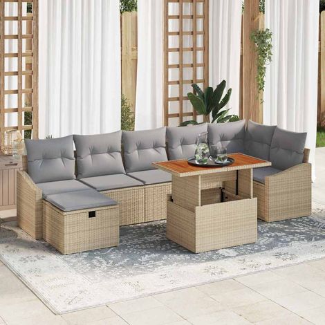 Garten-Sofa-Set 8 pcs Beige Poly-Rattan (1/5)