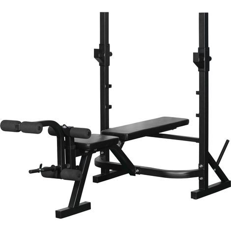 Banco de pesas musculación multifuncional altura ajustable 3 niveles fitness cuerpo completo 175x98x130 cm Noir