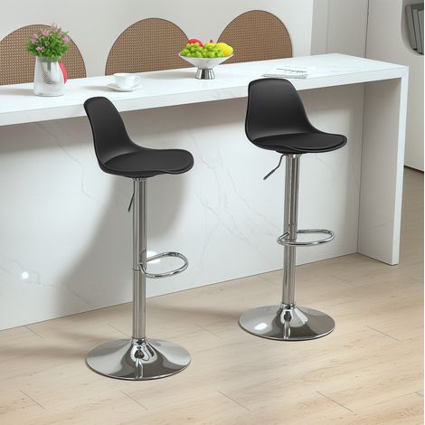 Taburete alto giratorio regulable con respaldo negro OKMYHOME (1/4)