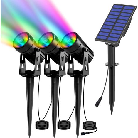 Lampe Solaire Extérieure 3 Pièces - Projecteur LED Étanche pour Jardin, Chemins - 180° Réglable (Couleur) (1/5)