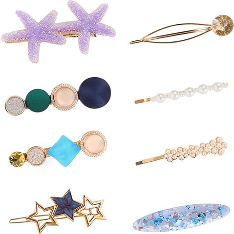 (8 Pices Violet) Toile De Mer Perle Pinces Cheveux Perle Pinces Cheveux Acrylique Cheveux Griffes Accessoires Pour Filles Femmes Cadeaux D'anniv (1/5)