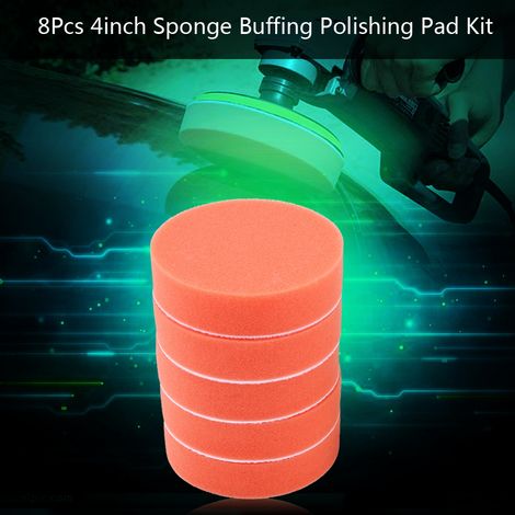 Kit de 8 pièces pads éponge polissage lustrage 4 pouces pour polisseuse auto avec adaptateur (1/5)