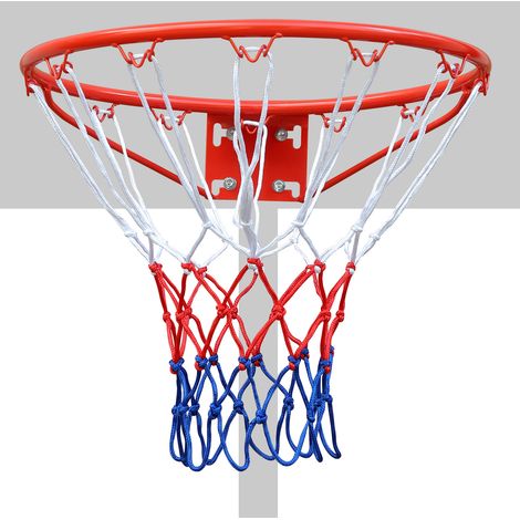 Anneau de basket mural de 45,76 cm, acier robuste, compatible murs et panneaux, filet nylon, intérieur/extérieur, rouge, pour entraînement CHICFURN (1/5)