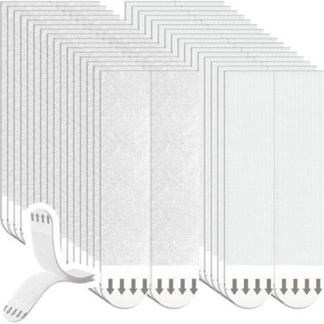 Packung mit 32 Paar selbstklebenden Fotohaken, 93 x 20 mm, weiß, Polyethylen und Nylon, ablösbare Klebestreifen für Poster, Bilderrahmen und Spiegel, 64 Streifen (1/5)