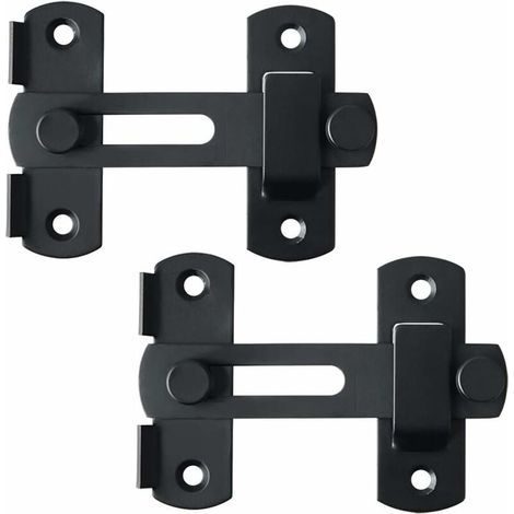 Pestillo y cerradura, pestillo de puerta corredera, cerradura de puerta con pestillo basculante, cerrojo de hebilla con tornillos para puerta, ventana, armario y jardín, negro mate en acero inoxidable