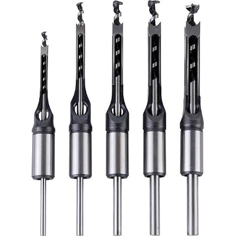 5 Pièces Perceuse Trou Carré Bédane Burin Set, Forets À Trou Carré, Foret Trou Carré De Perçage, Forets Carrés En Acier Rapide 6,4 Mm/8 Mm/9,5 Mm/11 Mm/12,7 Mm Pour Le Travail Du Bois (1/5)