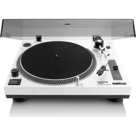 Lenco L-3810WH - Tocadiscos de accionamiento Directo - Control de Tono - Codificación USB/PC - Blanco