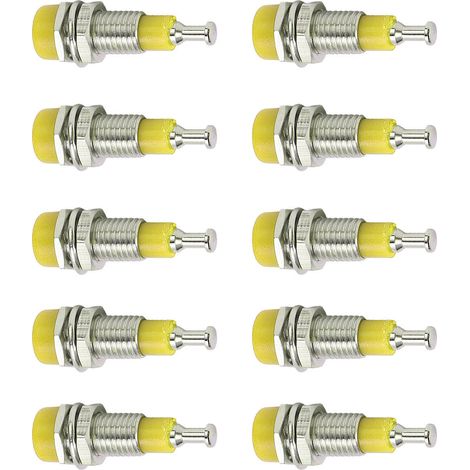 J.40006 10 pièces/ensemble Bornes de montage sur panneau à prise banane femelle nickelée de 2 mm (jaune) (1/5)