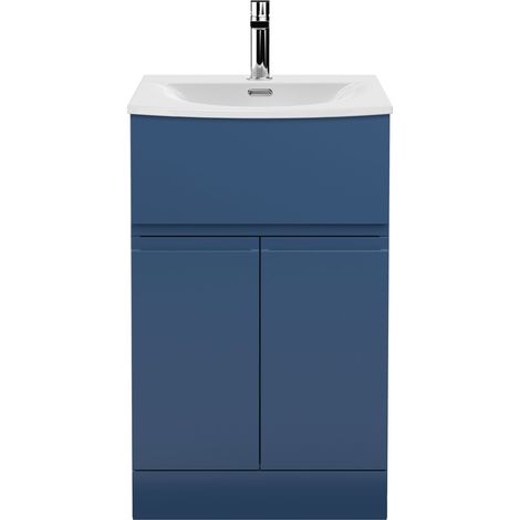 Hudson Reed Urban Floor Standing Vanity Unit with Basin 4 Satin Blue - 500mm Wide (1/5)