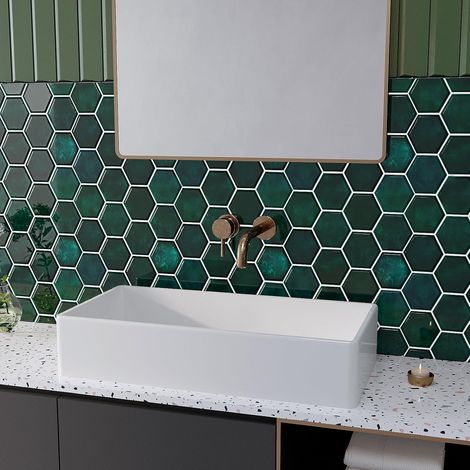 3d Carrelage Adhesif Mural Effet Marbre Vert Foncé 30.5cmx30.5cm 6 Pièces Credence Adhesive pour Cuisine Stickers Muraux Salle de Bain Plaque Anti Projection Cuisine Stickers Carrelage (1/5)